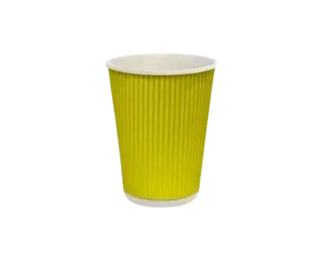 185 мл. стакан двошаровий гофрований жовтий (25 шт/рук) Кр-69