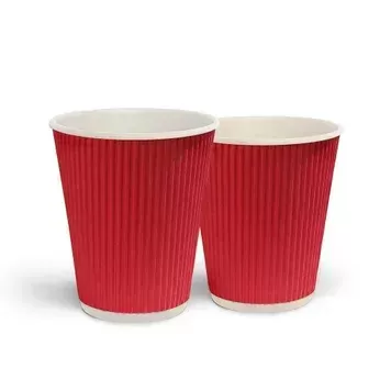 185 мл. стакан двошаровий гофрований червоний (25 шт/рук) Кр-69