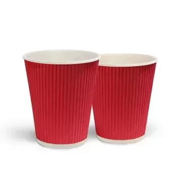 400 мл. стакан гофрований двошаровий червоний (25 шт/рук) Кр-90
